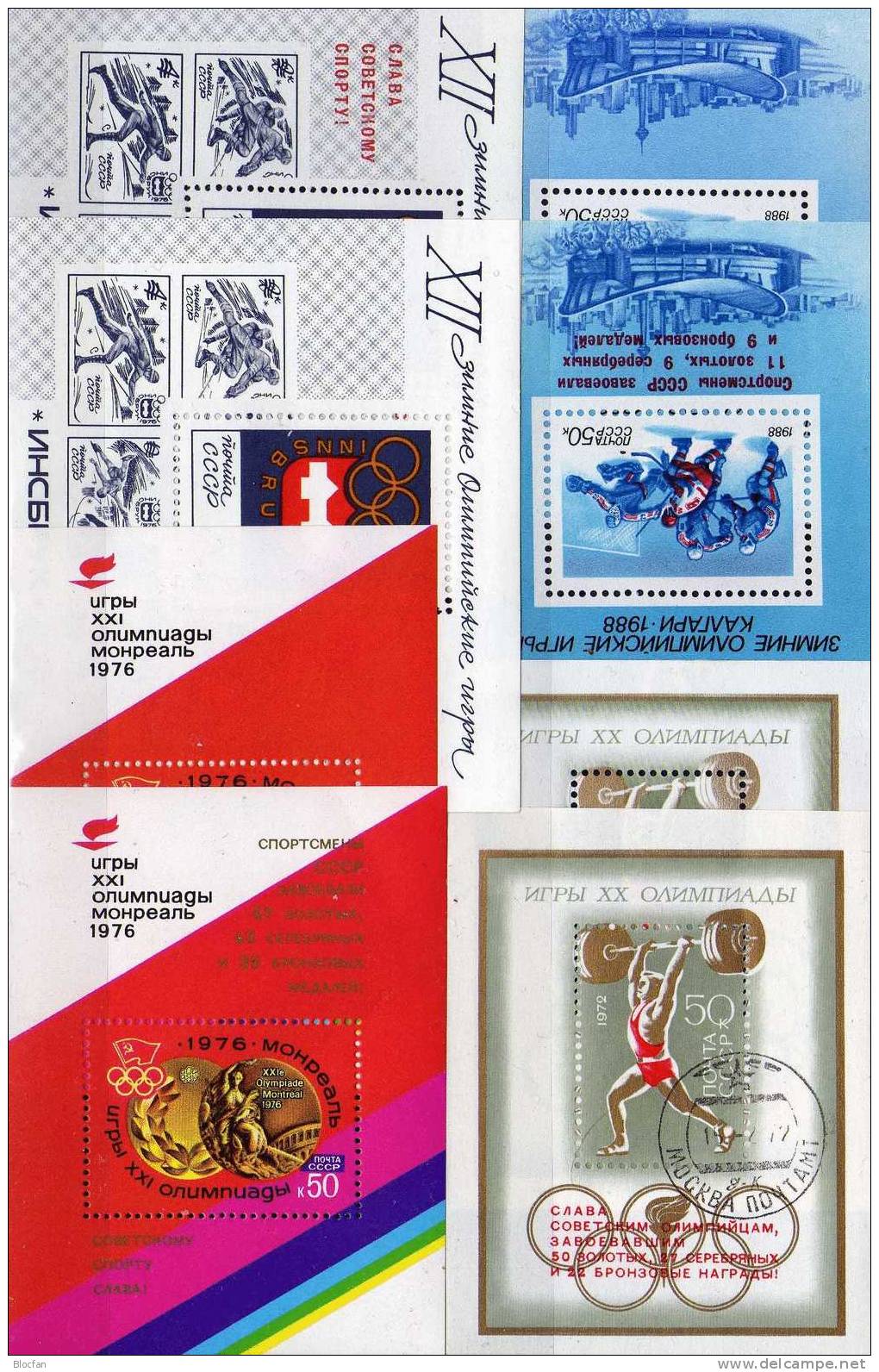 Olympia Erfolge 8 Verschiedene Blocks Sowjetunion ** / O 40€ Russia Goldmedaille Olympic Sport Bloc Sheet From USSR CCCP - Winter 1988: Calgary