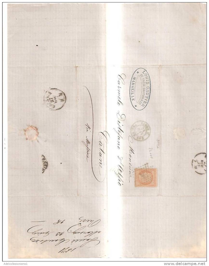 52780)lettera Francese Con Un Valore Serie Napoleone III° Da 40c OCRA + Annulli Ancora, Pd. - 1849-1876: Periodo Classico