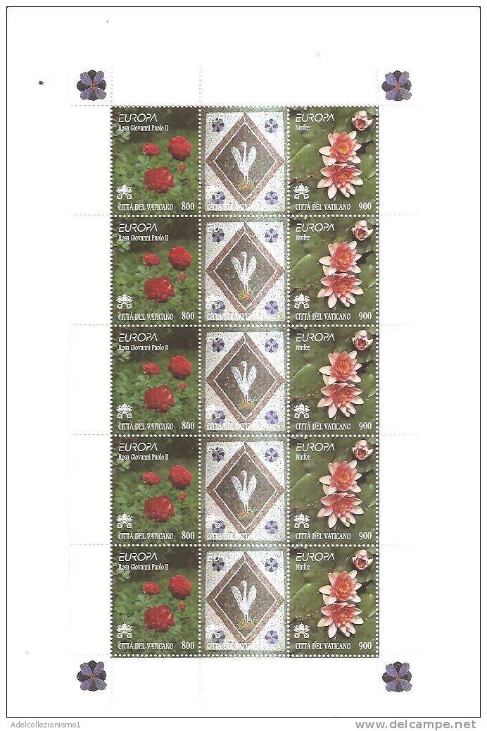 53214)foglietto Completo Vaticano Da 10 Valori Nuovi - Serie Europa - Rosa Giovanni Paolo II° - Blocks & Sheetlets & Panes