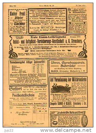 Zeitung Journal Tier-Woche Strasbourg 18-06-1914 en allemand - Animal Animaux vieilles Pub - coq faisan vache élévage
