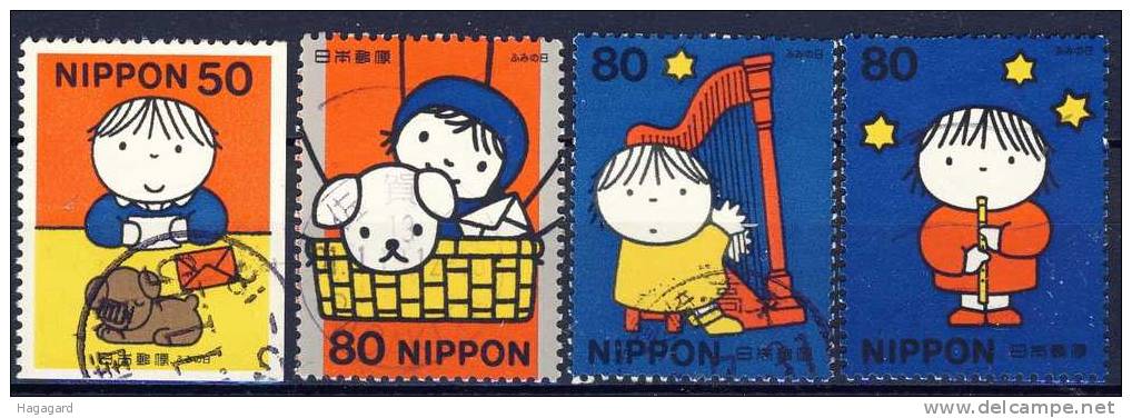 #Japan 2000. Letter Writing Day.  Michel 2994,95,99 + 3002. Cancelled(o) - Oblitérés