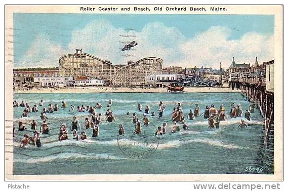 Old Orchard - Maine - Roller Coaster - Manège Beach - Animated - Travelled 1935 - 2 Scans - Autres & Non Classés