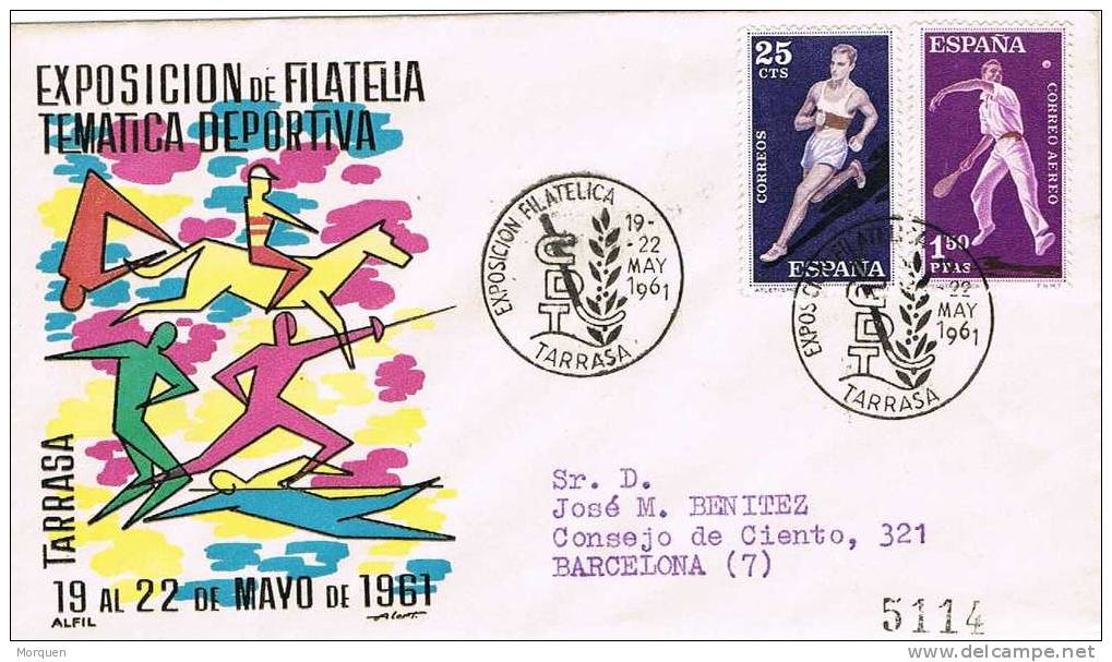 Carta Certificada TARRASA (barcelona) 1961. Hockey - Jockey (sobre Hierba)