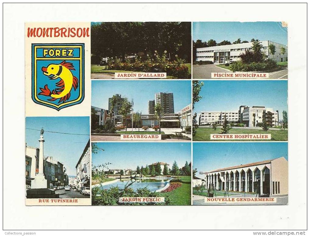 Cp, 42, Montbrison, Multi-Vues, Voyagée 1987 - Montbrison