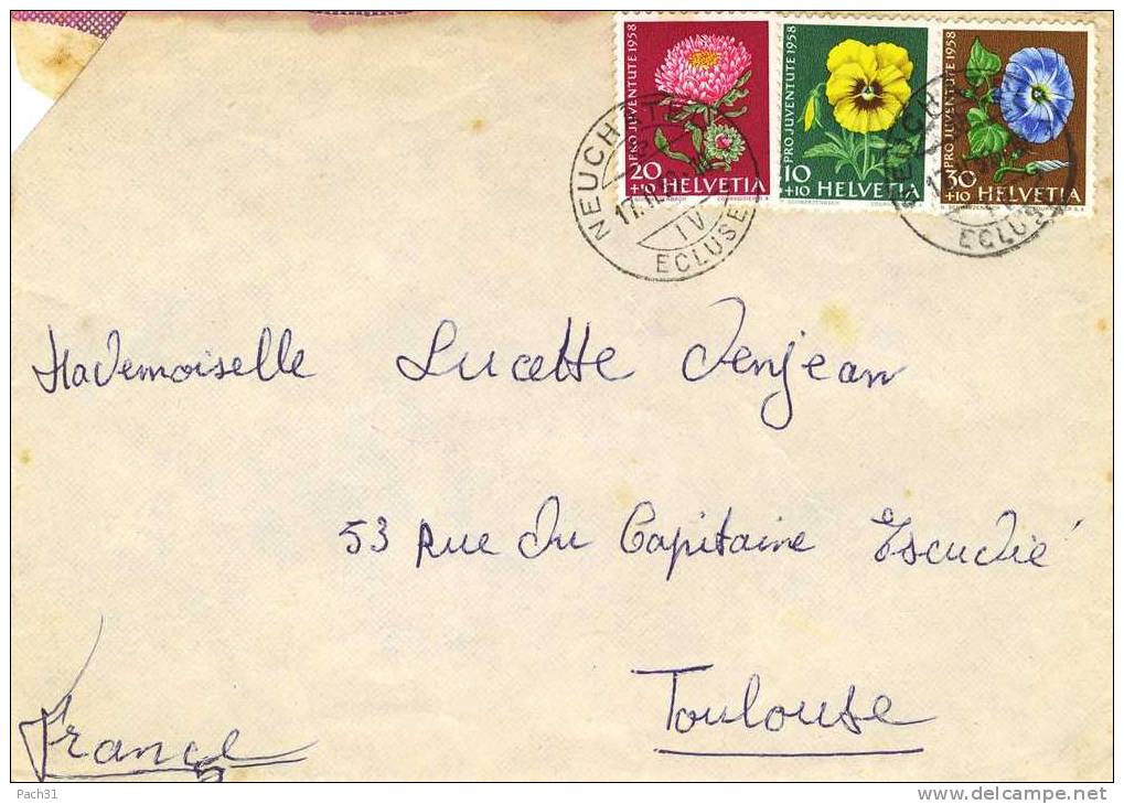 Lettre De Neufchatel Pour Toulouse Avec N° 617,618 Et 619 - Storia Postale