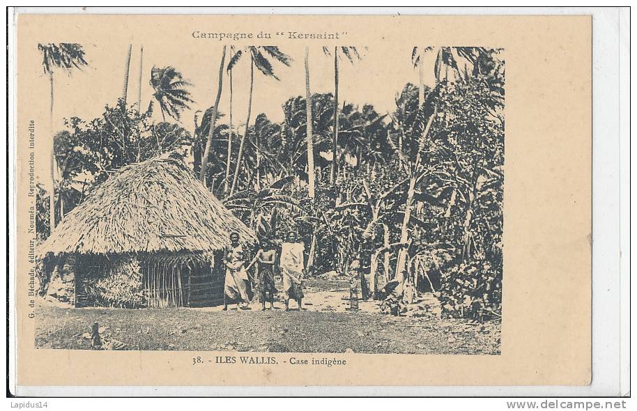 W995/C P A ILES WALLIS  - CAMPAGNE DU KERSAINT -CASE INDIGENE - Wallis-Et-Futuna