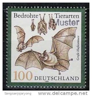 Specimen, Germany Sc2059 Endangered Species, Bat. - Fledermäuse