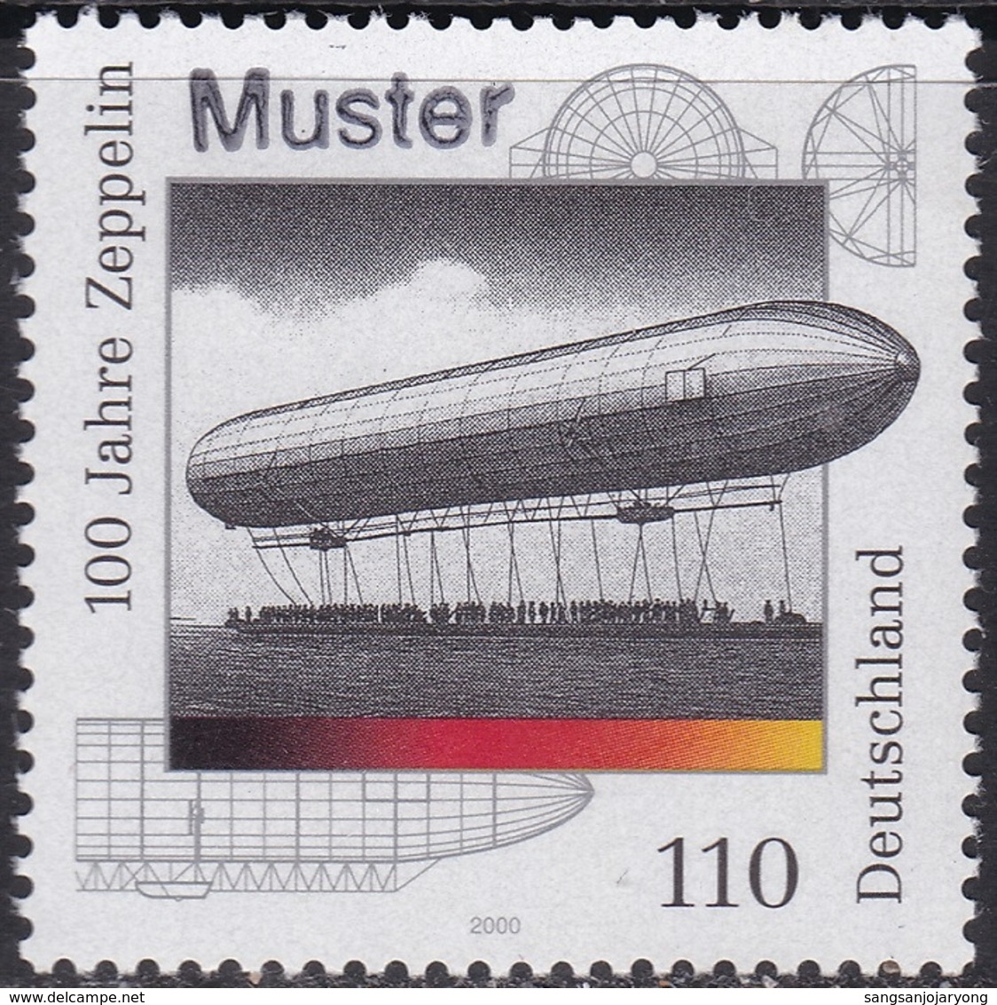 Specimen, Germany Sc2093 Aviation, First Zeppelin Flight Centenary - Zeppelins