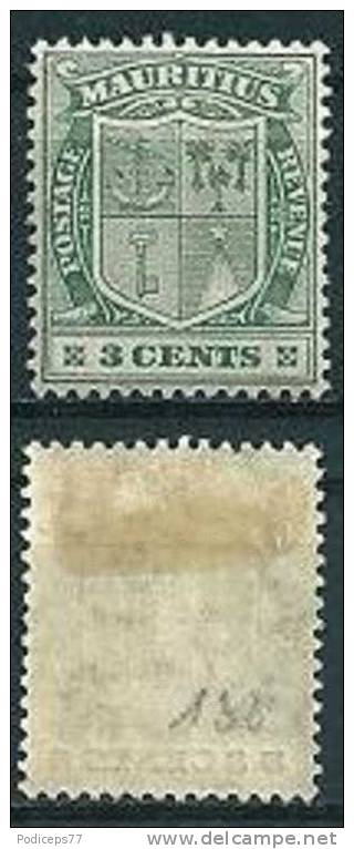 Mauritius  1910  Corr. Wappen  3 C Grün (Wz Multi CA)  Mi-Nr.133  Falz * / MH - Mauritius (...-1967)