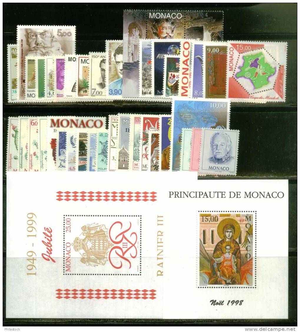 MONACO Année 1998 ** Compléte Saufs N° 2182-83-84. - Komplette Jahrgänge