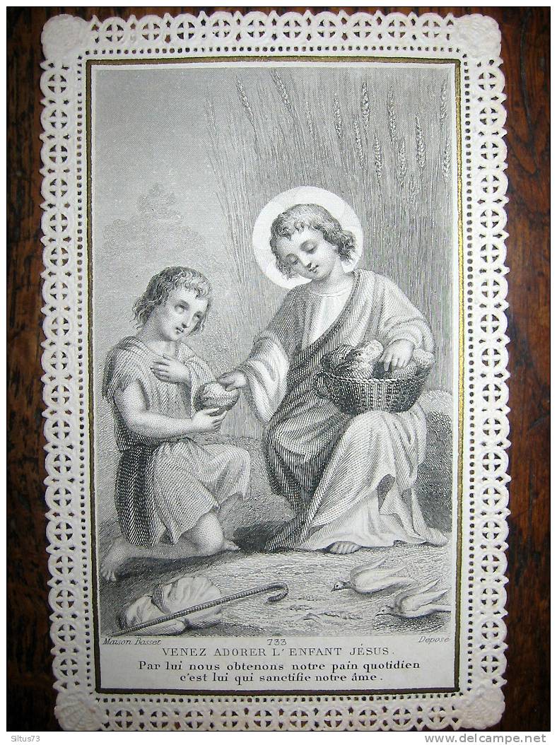 Image Pieuse Dentelle - Venez Adorer L'enfant Jésus - Maison Basset 733 - Religion & Esotérisme