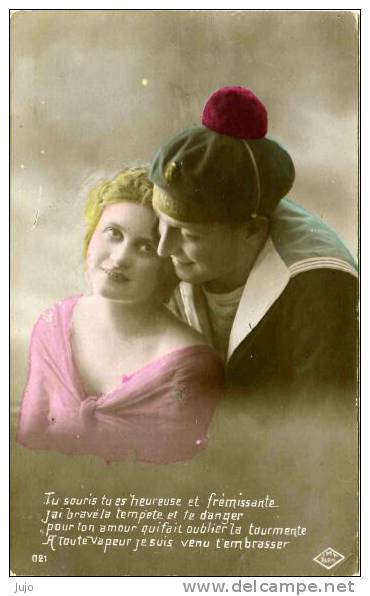 CPA - MILITARIA - Couple -  Jeune Femme Et Marin  - ''Tu Douris Tu Es Heureuse Et Frémissante..." - Autres & Non Classés