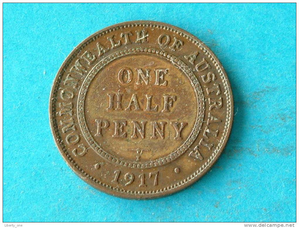 1 HALF PENNY 1917 I - KM 22 ( For Grade, Please See Photo ) ! - Penny