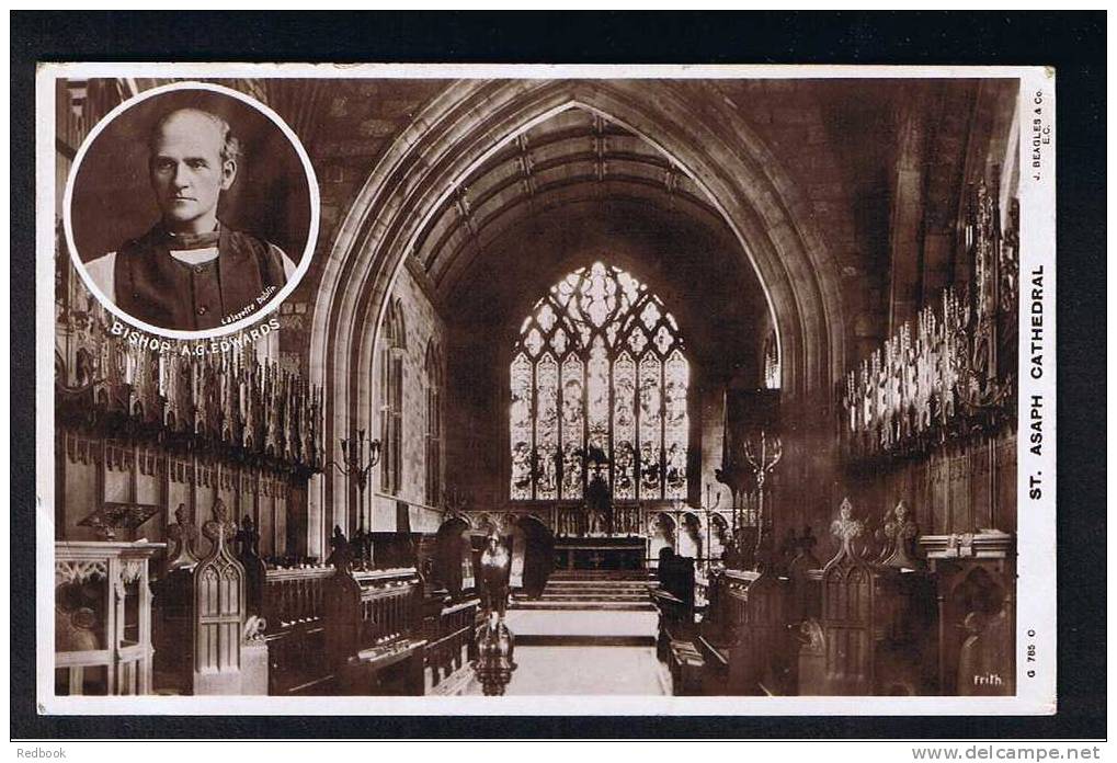 RB 675 - 1907 Real Photo Postcard Bishop A.G. Edwards St Asaph Cathedral Flint Wales - Leamington Squared Circle Cancel - Flintshire