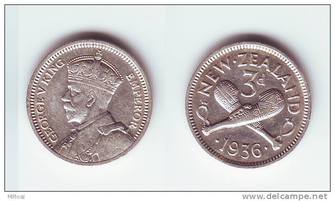 New Zealand 3 Pence 1936 - Nueva Zelanda