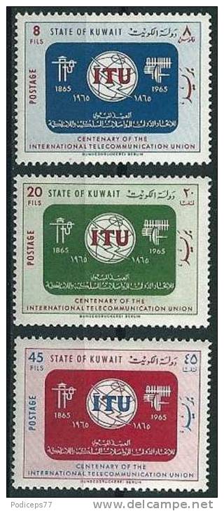 Kuwait  1965  100 J. UIT  (kpl. Set)  Mi-Nr.280/82  Falz * / MH - Koeweit