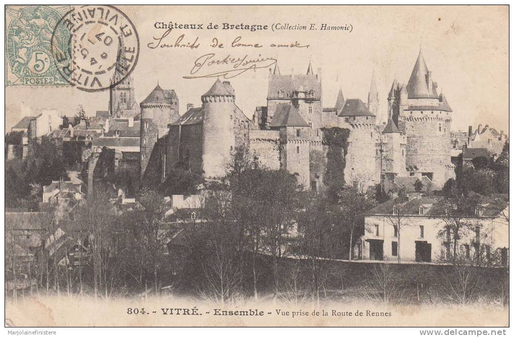 Dép. 35 - VITRE. - Ensemble - Vue Prise De La Route De Rennes. Collection E. Hamonic. N° 804. Voyagée 1907. - Vitre