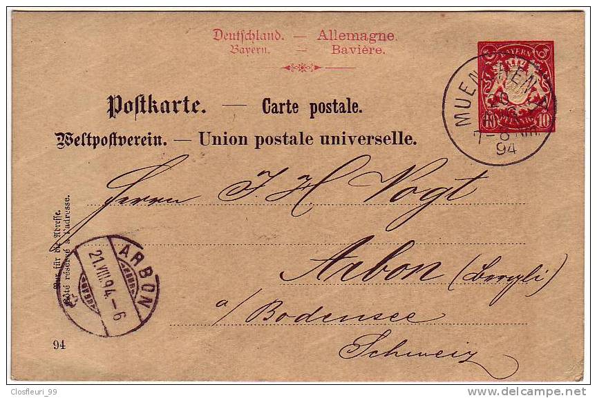 Ganzsache Mit Herzlichen Stempel 1894 - Entiers Postaux