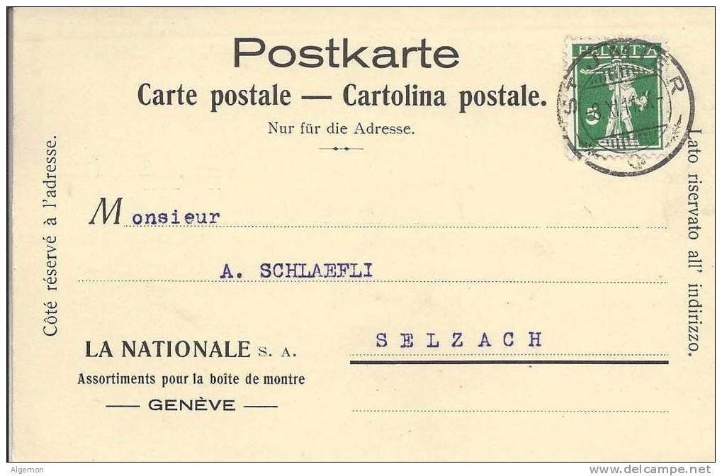 1890 -  Carte La Nationale Assortiments Pour Boîtes De Montres Genève St-Imier 08.11.1911 - Horlogerie