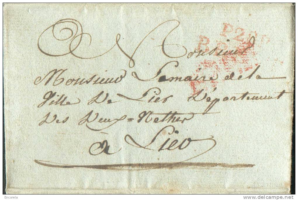 LAC Du 6 Floréal AN 12 De L'Isle D'OUESSANT Griffe P;28.P./BREST + (faible) P.P.P.P. Vers Lier (Belgique) Du Soldat Serg - 1801-1848: Vorläufer XIX