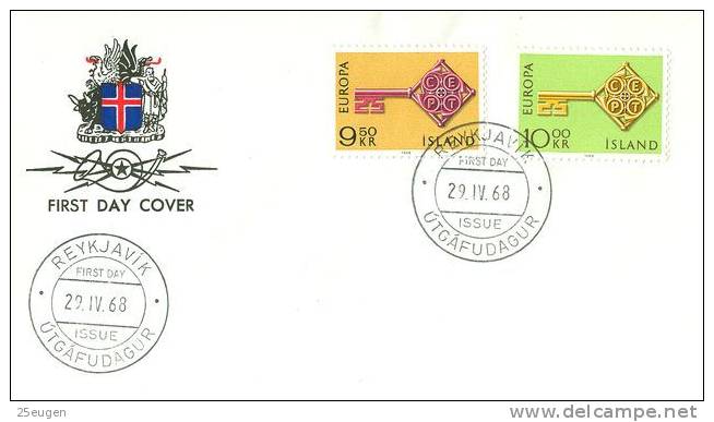 ICELAND  1968 EUROPA CEPT FDC - 1968