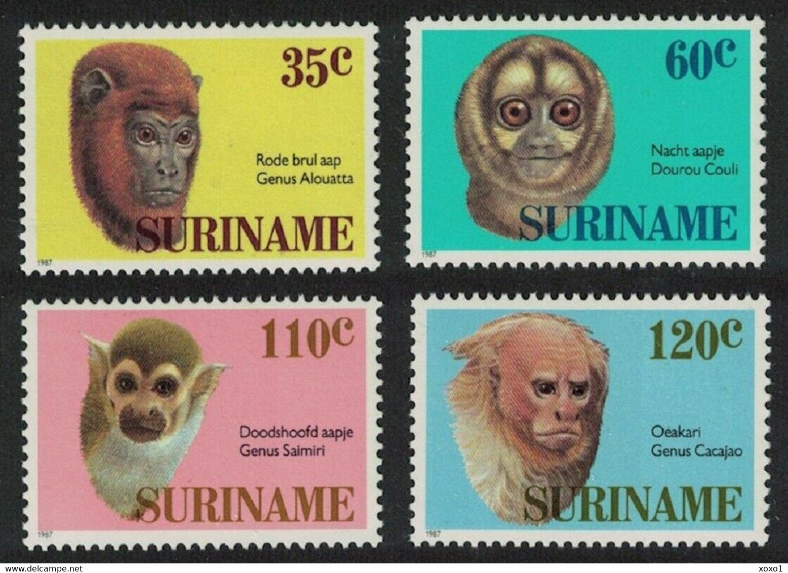 Suriname 1987 MiNr. 1194 - 1197  Surinam Mammals Monkey  4v MNH** 6,50 € - Affen