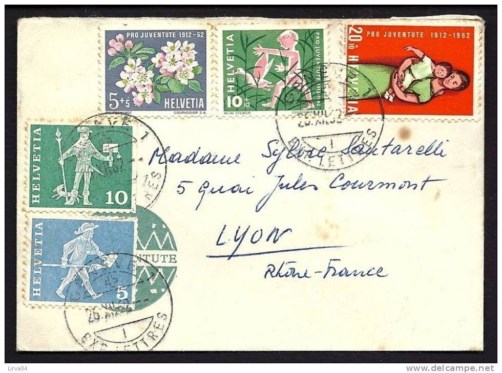 LETTRE  ANCIENNE- SUISSE- ENVELOPPE ILLUSTREE PRO JUVENTUTE AVEC TIMBRES N° 700- 701- 702- DE 1962 - Storia Postale