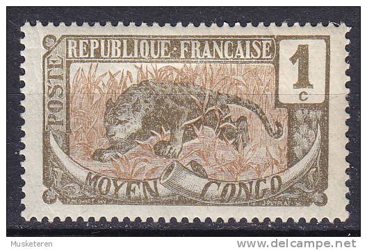 French Moyen Congo 1907 Mi. 1   1 C Leopard MH* - Other & Unclassified