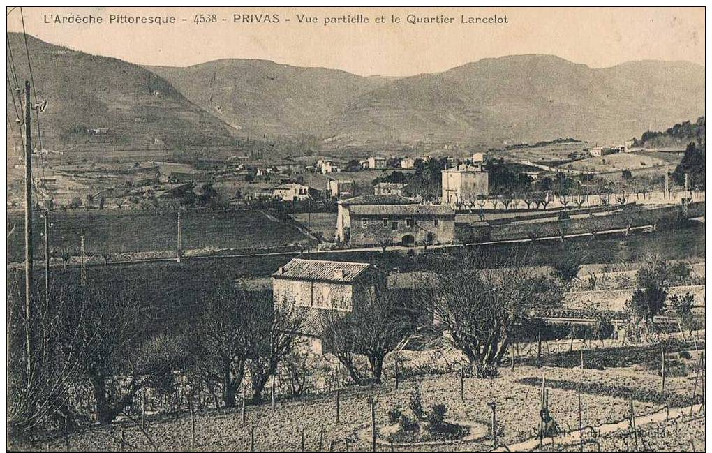 Carte Postale Ancienne - ARDECHE - Privas - Vue Partielle Et Le Quartier Lancelot - Privas