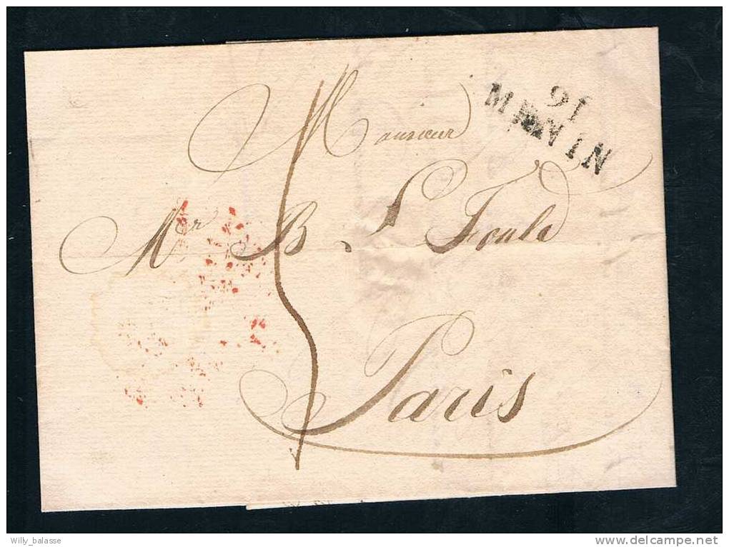 Belgique Précurseur 1810 Lettre Datée De WEVELGHEM Avec Marque "91/MENIN". - 1794-1814 (Période Française)