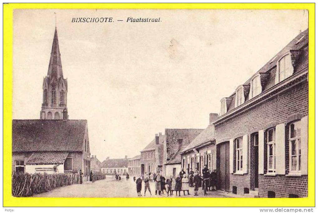 * Bikschote - Bixchoote (Langemark - Ieper - Ypres) * Plaatsstraat, La Place, Annimée, Enfants, Gemeente, TOP CPA - Langemark-Poelkapelle