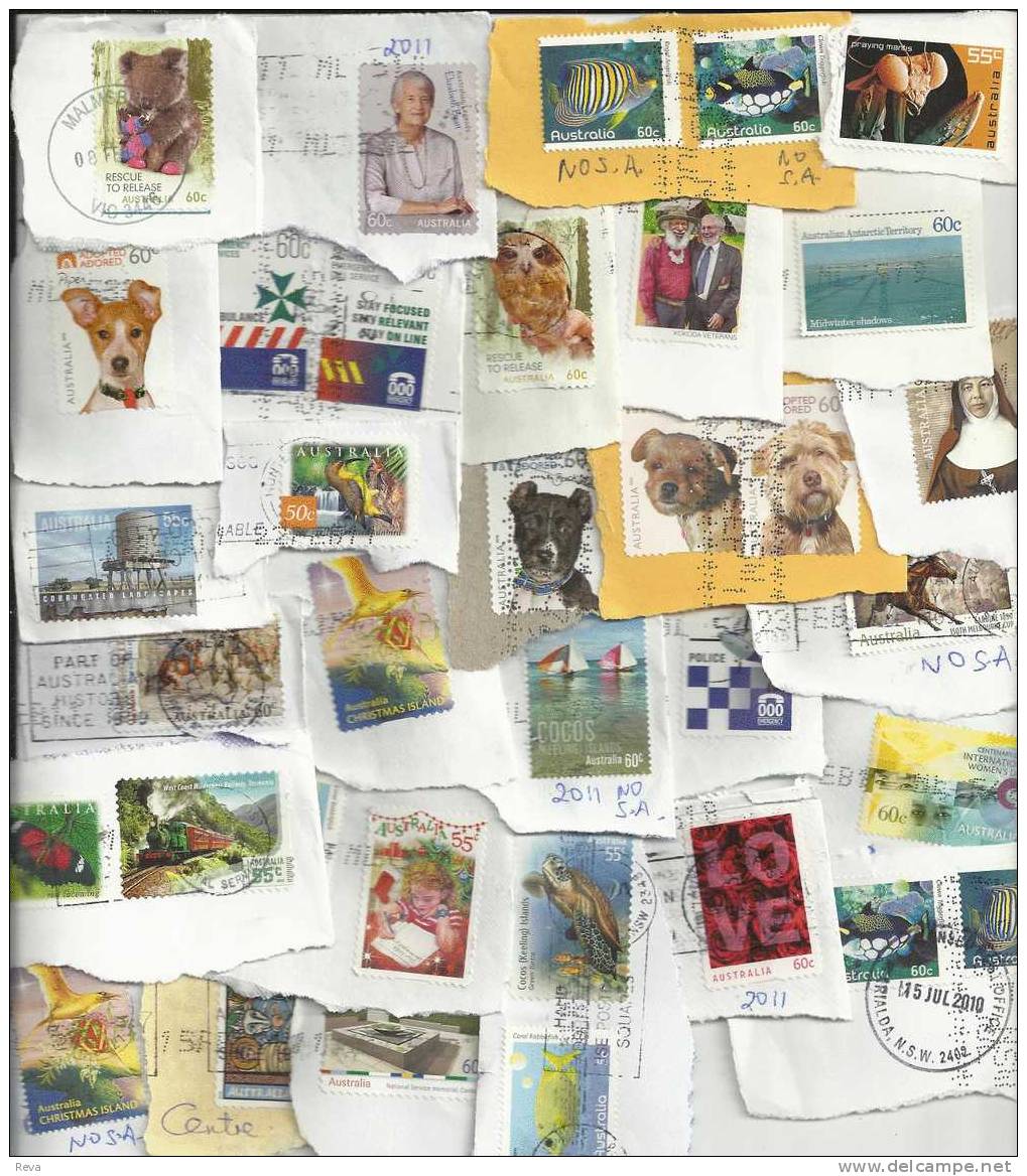 AUSTRALIA LOT96 MIXTURE OF 50+ USED STAMPS SOME 2011 ISSUES INC.POSTMARKS BIRD BUTTERFLY ETC.READ DESCRIPTION!! - Lots & Kiloware (mixtures) - Max. 999 Stamps