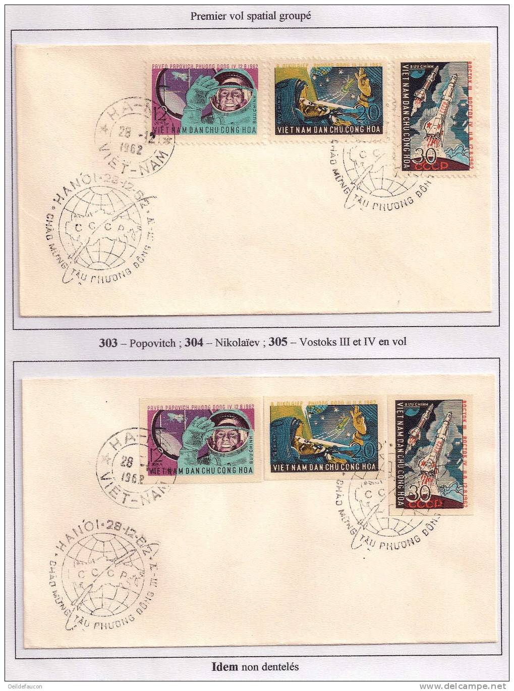 VIETNAM  DU  NORD - Yvert - 2 FDC 303/05 Dentelés Et Non Dentelés - Asien