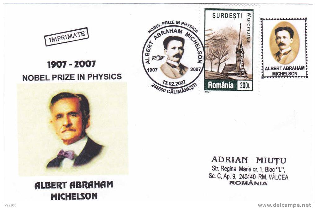 Prix Nobel Physique 1907, Albert Abraham Michelson: Oblit.+cover Commemorative – Physics  Nobel Prize - Fisica