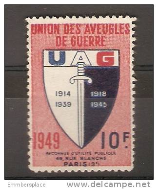 VIGNETTE - 1949 UNION DES AVEUGLES DE GUERRE 10fr - Autres & Non Classés