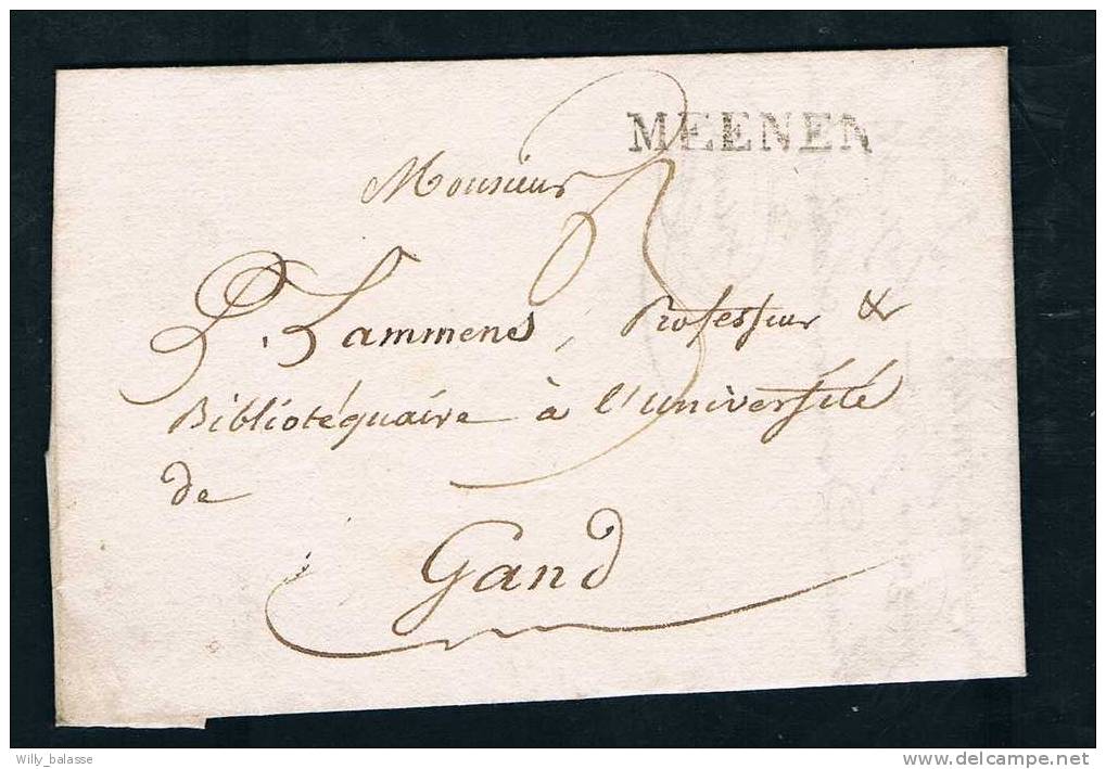 Belgique Précurseur 1825 Lettre Avec Marque "MEENEN". TB - 1815-1830 (Periodo Holandes)