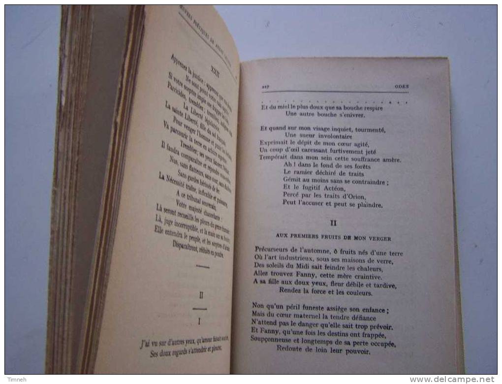 Oeuvres Poétiques De André Chénier-TOME I Et TOME 2-1932 Librairie GARNIER Frères-broché- - French Authors