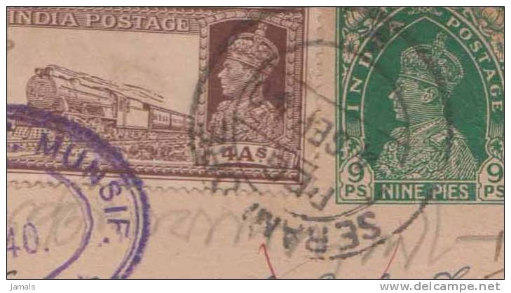 Br India King George VI, Reply Card, Registered, Train, Locomotive, Used India As Per The Scan - 1936-47 Koning George VI