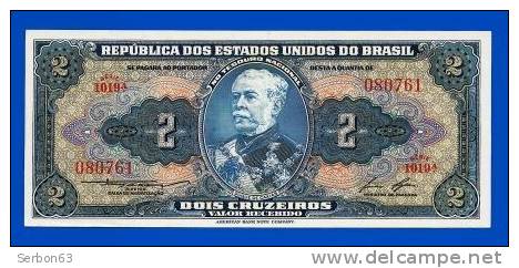 BILLET MONNAIE NEUF BRESIL AMERIQUE DU SUD 2 CRUZEIROS N° 080761 SERIE 1019 A 2 SIGNATURES DUQUE DE CAXIAS - Brésil