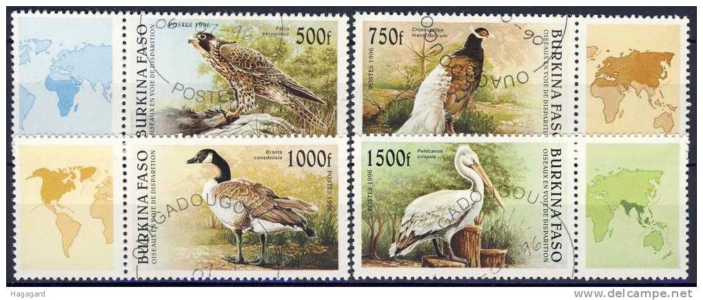 #Burkina Faso 1996. Birds. Michel 1406-09Zf. Cancelled(o) - Burkina Faso (1984-...)