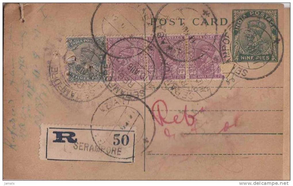 Br India King George V, Registered, Postal Card, India As Per The Scan - 1911-35 King George V