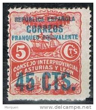 Asturias Y Leon, 5 Cent Sobre 45 Cts, Edifil  Num 9, Numero Dorso * - Asturien & Léon