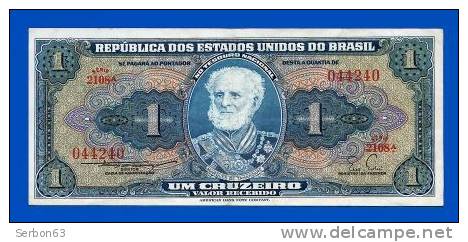 BILLET MONNAIE USAGE BRESIL AMERIQUE DU SUD 1 CRUZEIRO N°044240 SERIE 2108 A 2 SIGNATURES MARQUES DE TAMANDARE - Brazil