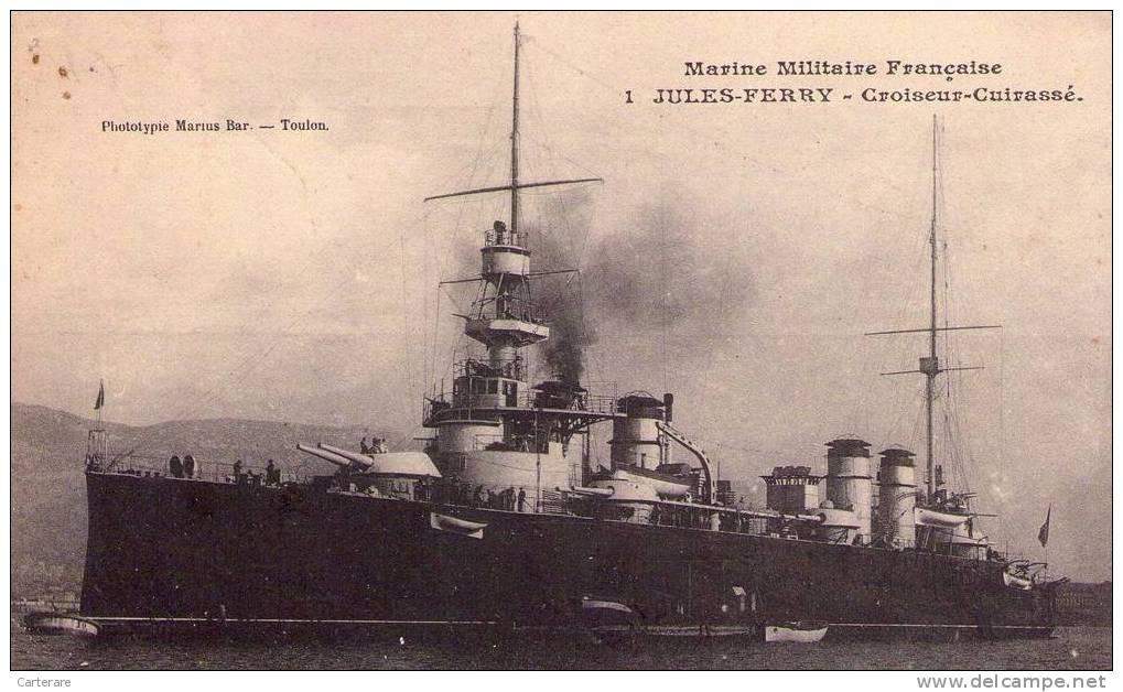Carte Postale Ancienne 1909,bateau,marine Militaire,jules Ferry,croiseur-cuirassé - Warships