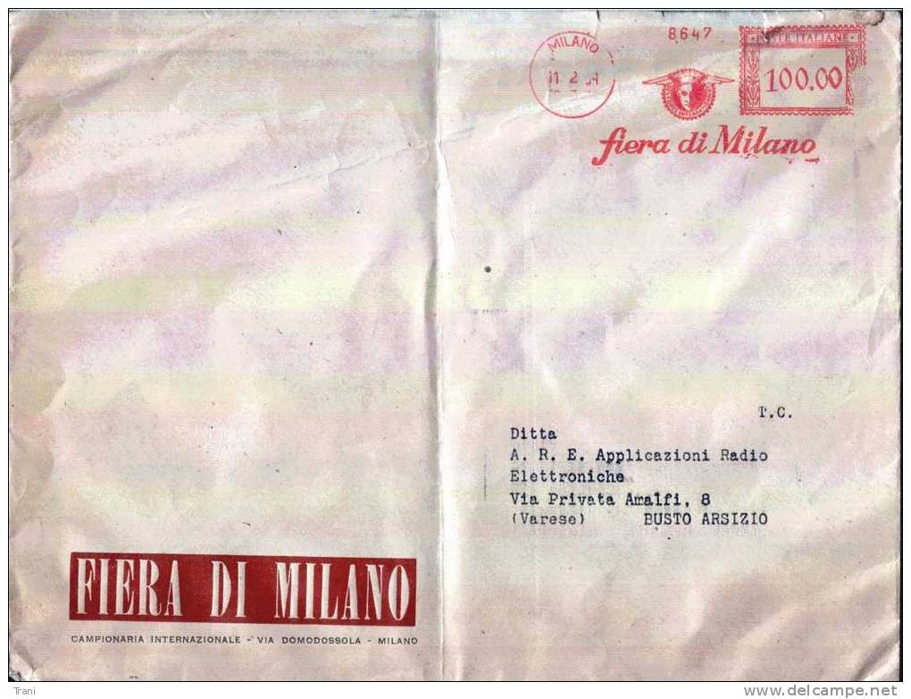 FIERA DI MILANO  - Affrancatura "rossa" - 1954 - Macchine Per Obliterare (EMA)