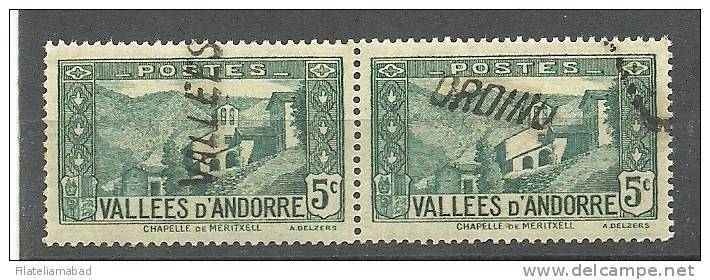 ANDORRA CORREO FRANCES - PAREJA DE SELLOS VALLES-ORDINONYVERT Nº 27 (C.S.U) - Gebraucht