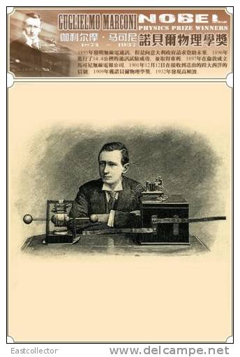 Wireless Radio / Nobel / Guglielmo Marconi S-t-a-m-p-ed Card 1278 -2 - Nobel Prize Laureates