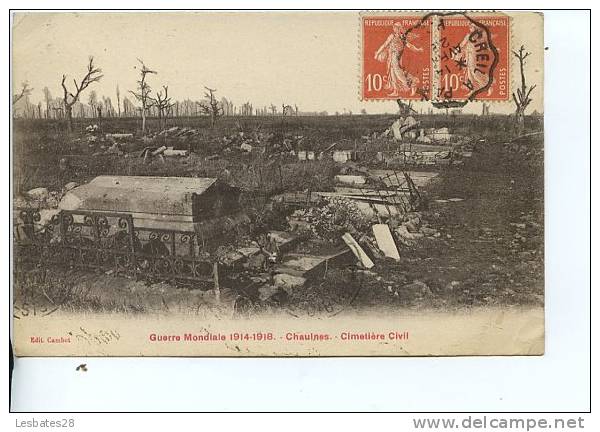 CPA 80.-CHAULNES.-Cimetière Civil ( Guerre Mondiale 1914 1918) Militaria- Fevr 2011 413 - Chaulnes