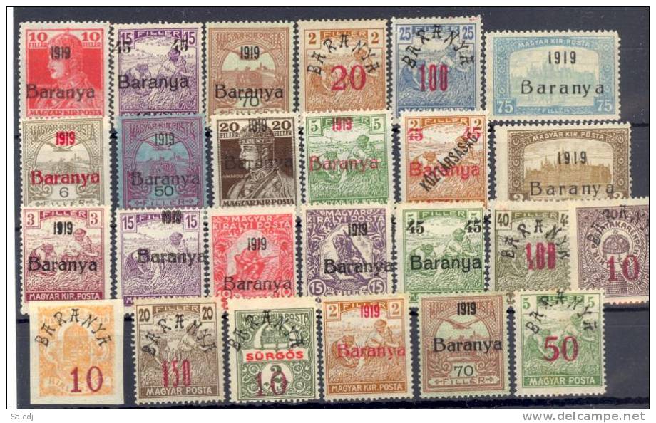 Baranya Hungary Croatia Lot 25 Pieces Not Used Overprinted With Falc 1919 Timbre-poste Avec Falcom Not Used - Baranya