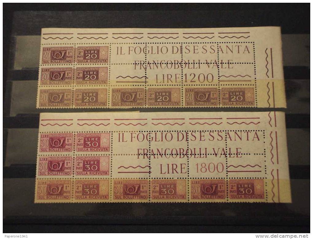 ITALIA - ANGOLO DI FOGLIO - P.P. 1955/79 CORNO P. L.20-L.30 Fil.stelle 4a-NUOVI(++) - Colis-postaux